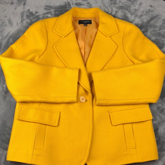 Talbots Jackets & Blazers - Talbots 14 Petite Mustard Yellow Wool Blend Blazer